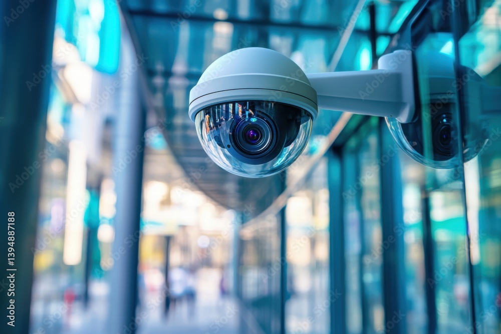 Surveillance camera monitors the area for security, ensuring public safety. Surveillance camera monitors the area for security, ensuring public safety.