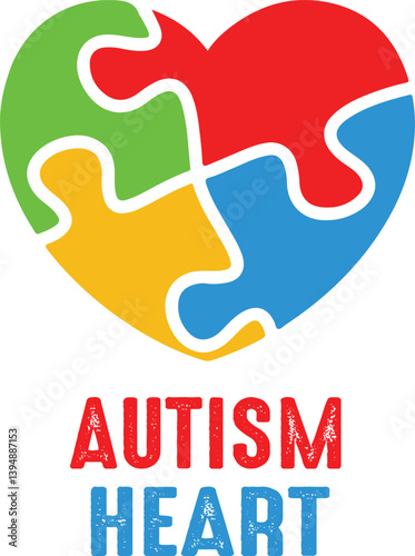 Autism heart vector Autism puzzle
