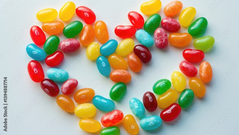 Candy heart on a white backdrop. The vibrant jelly bean heart. A sugary present. Candy heart on a white backdrop. The vibrant jelly bean heart. A sugary present.