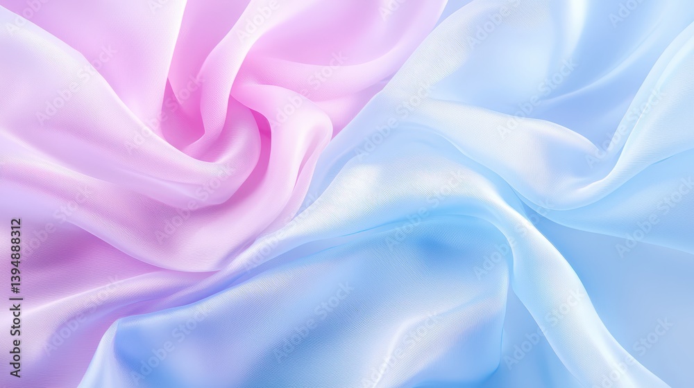 Obraz premium Luxurious blue and pink silk fabric texture, soft, flowing drape for elegant designs