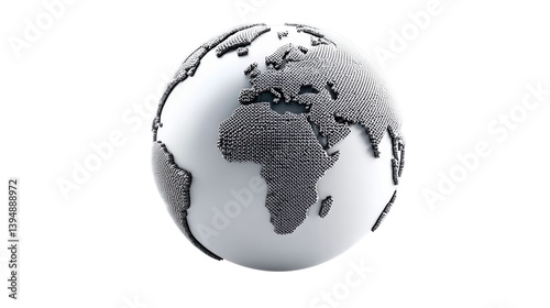 A minimalist monochrome design of a stylized globe symbolizing the interconnected and interdependent nature of the world and its regions cultures and economies