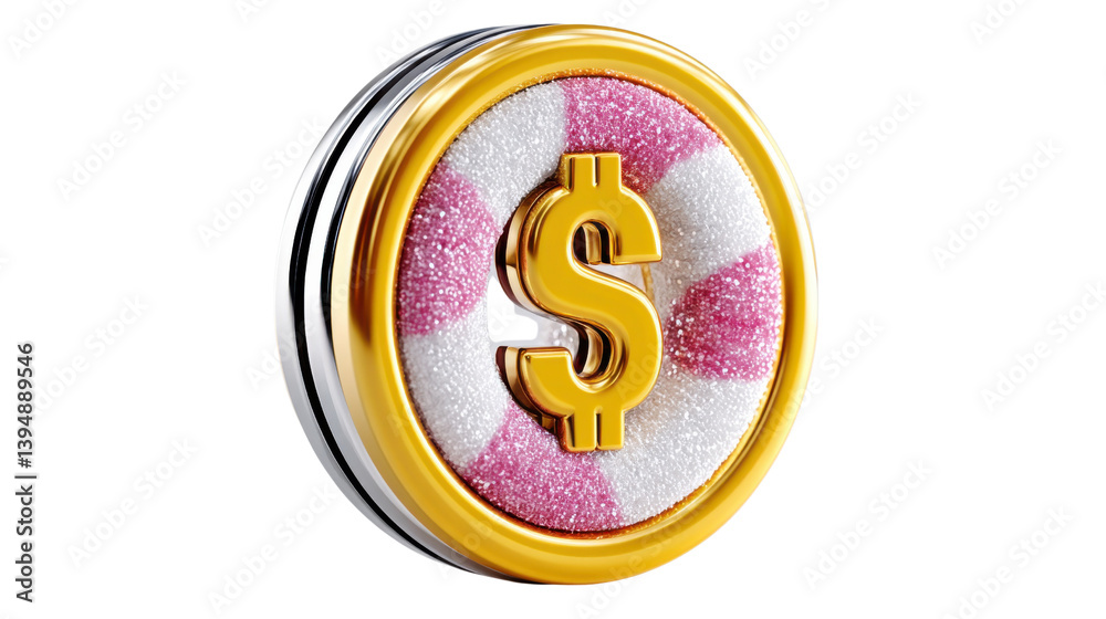 Luminous dollar symbol set against a shimmering pink backdrop representing financial prosperity and economic growth Luminous dollar symbol set against a shimmering pink backdrop representing financial prosperity and economic growth