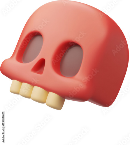 Vibrant 3D skull emoji made from clay and plastic displayed on a clear background, perfect for digital use in various designs and themes