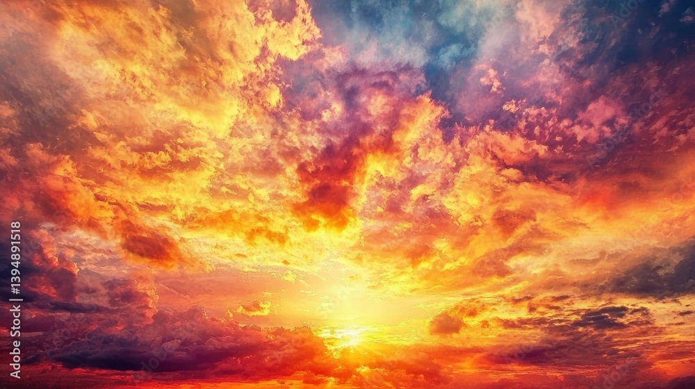 Fototapeta premium A breathtaking sunrise where clouds and colors flow together in perfect harmony