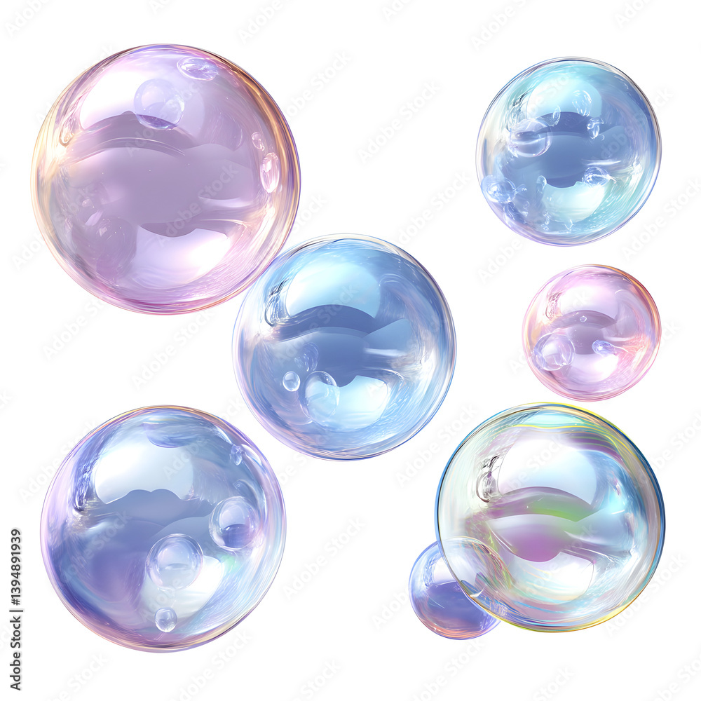 Set of soap bubbles isolated on white Set of soap bubbles isolated on white