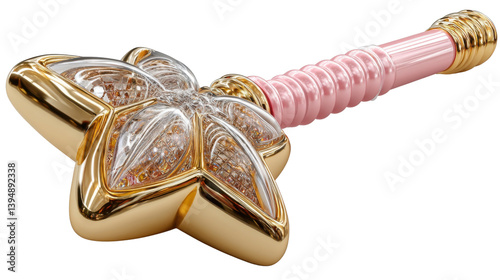Ornate bejeweled flower design with sparkling rhinestones and a luxurious metallic finish embodying feminine elegance and high end style