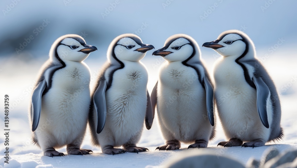 Obraz premium Chicks of the Emperor Penguin on the Snow