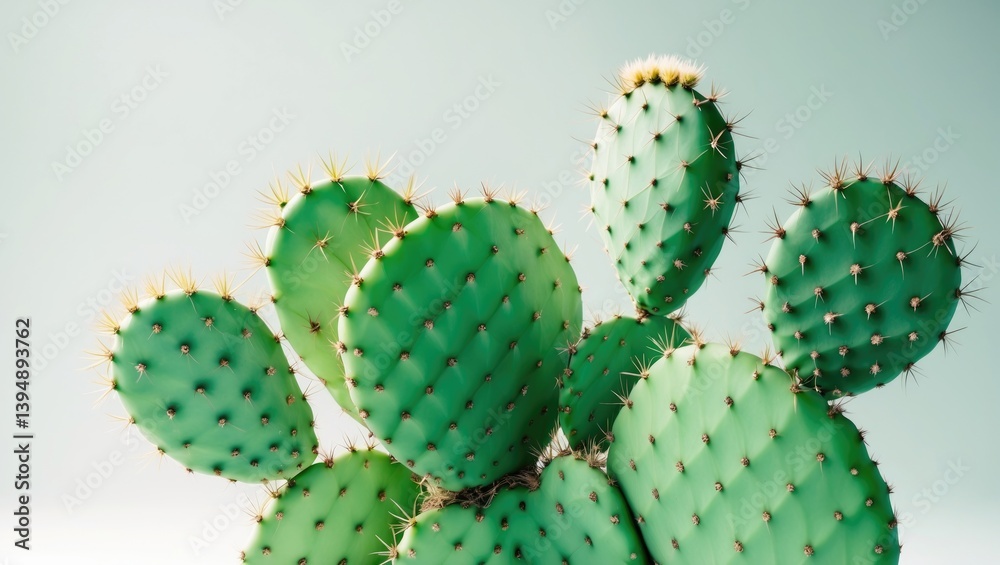 Isolated green prickly pear cactus on a white background. Isolated green prickly pear cactus on a white background.