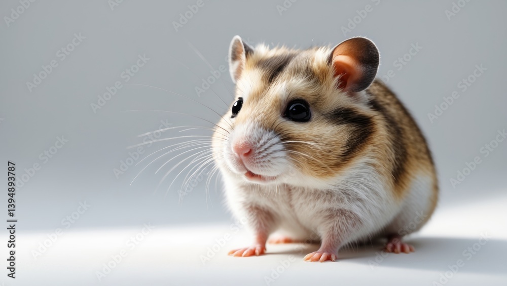 Dwarf gray hamster set against a white background. Dwarf gray hamster set against a white background.