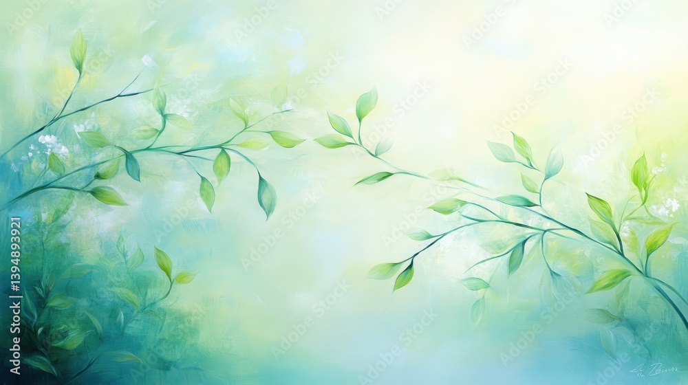 Lush green leaves painting, vibrant botanical artwork for nature lovers lush Lush green leaves painting, vibrant botanical artwork for nature lovers lush