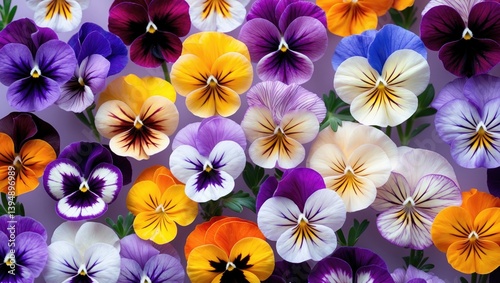 Vibrant viola flowers for culinary purposes set against a background.