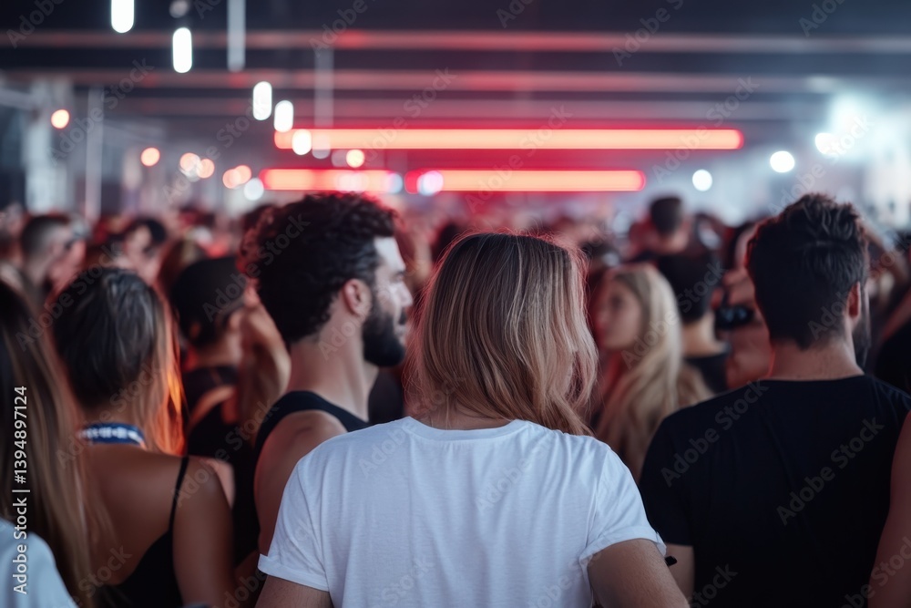 A lively indoor concert scene where a diverse crowd enjoys the music, creating a sense of connection and excitement among attendees in a vibrant and energetic atmosphere. A lively indoor concert scene where a diverse crowd enjoys the music, creating a sense of connection and excitement among attendees in a vibrant and energetic atmosphere.