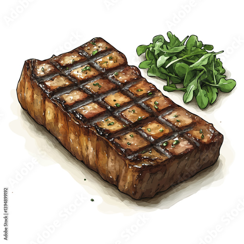 Carne Asada, watercolor illustration, isolated on a white background.

