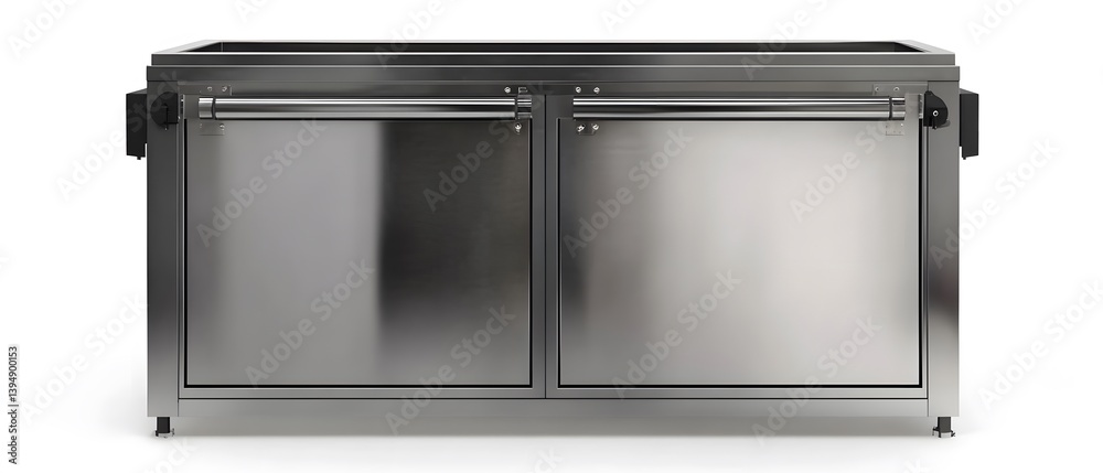 Obraz premium Stainless Steel Cabinet with Roller Shutter Doors Industrial Kitchen Furniture