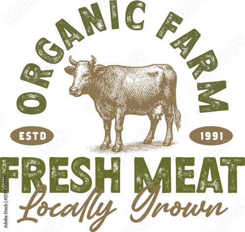 Vintage hand drawn cow logo