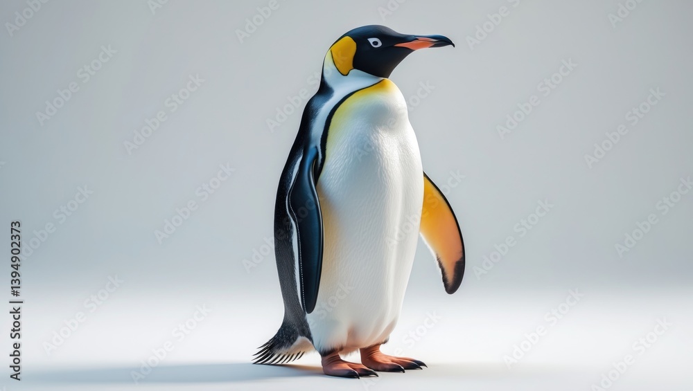 Fototapeta premium Isolated emperor penguin on a white surface