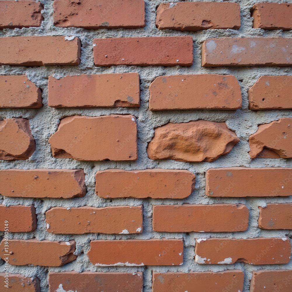 Fototapeta premium Rust-colored bricks with aged patina and seamless rough texture. Generative AI