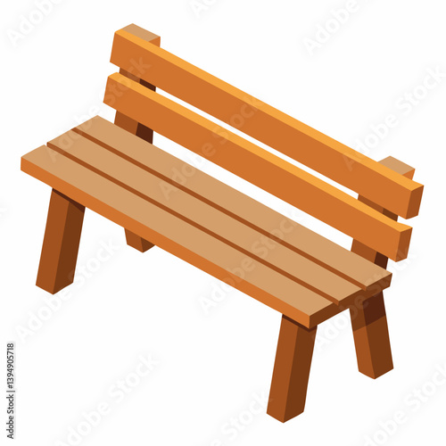 Wooden bench illustration on a white background, showcasing a simple and clean design.