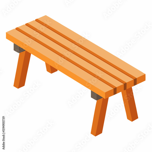 Wooden bench illustration on a white background, showcasing a simple and clean design.