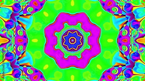 Endless Loop Art Background of Colorful Psychedelic Kaleidoscope