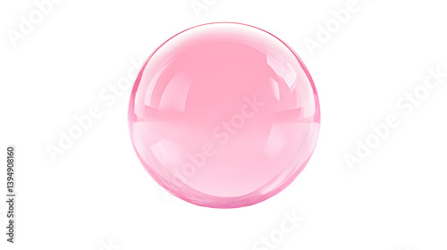 Glossy pink bubble with soft reflections, semi-transparent,