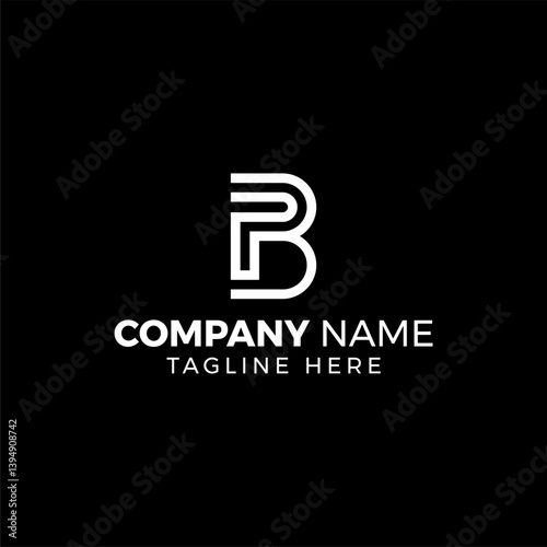 PB monogram logo design, modern BP black and white initials symbol