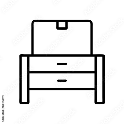 Nightstand furniture bedroom bedside table storage drawers minimalist design home decor vector icon outline 