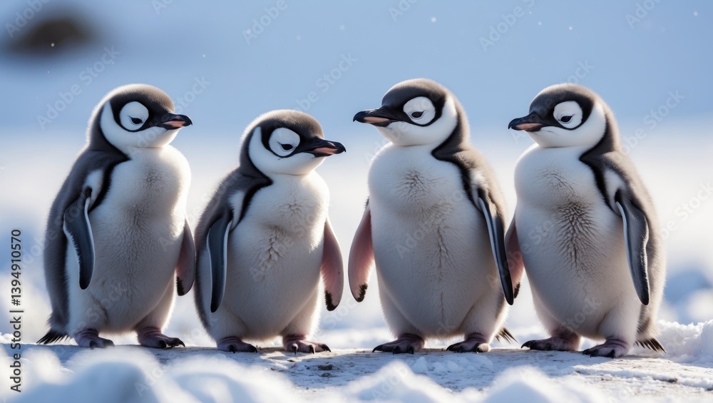 Snowy Landscape with Emperor Penguin Chicks Snowy Landscape with Emperor Penguin Chicks