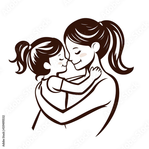 Obraz na płótnie A heartwarming illustration of a mother embracing her daughter, showcasing the bond between them in a loving moment. w salonie
