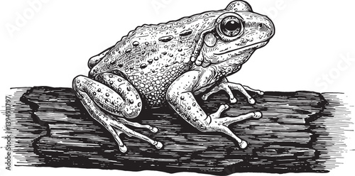 frogs rest on wood