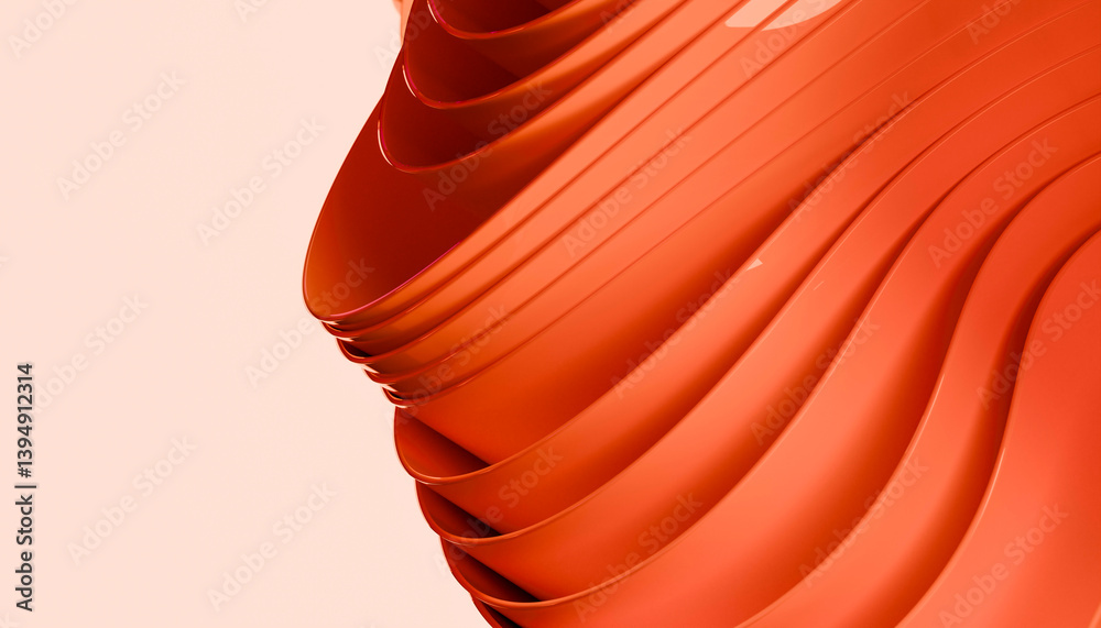 © Connect Images - Abstract orange and beige wavy layered pattern in a minimalist artistic design. 3D rendering