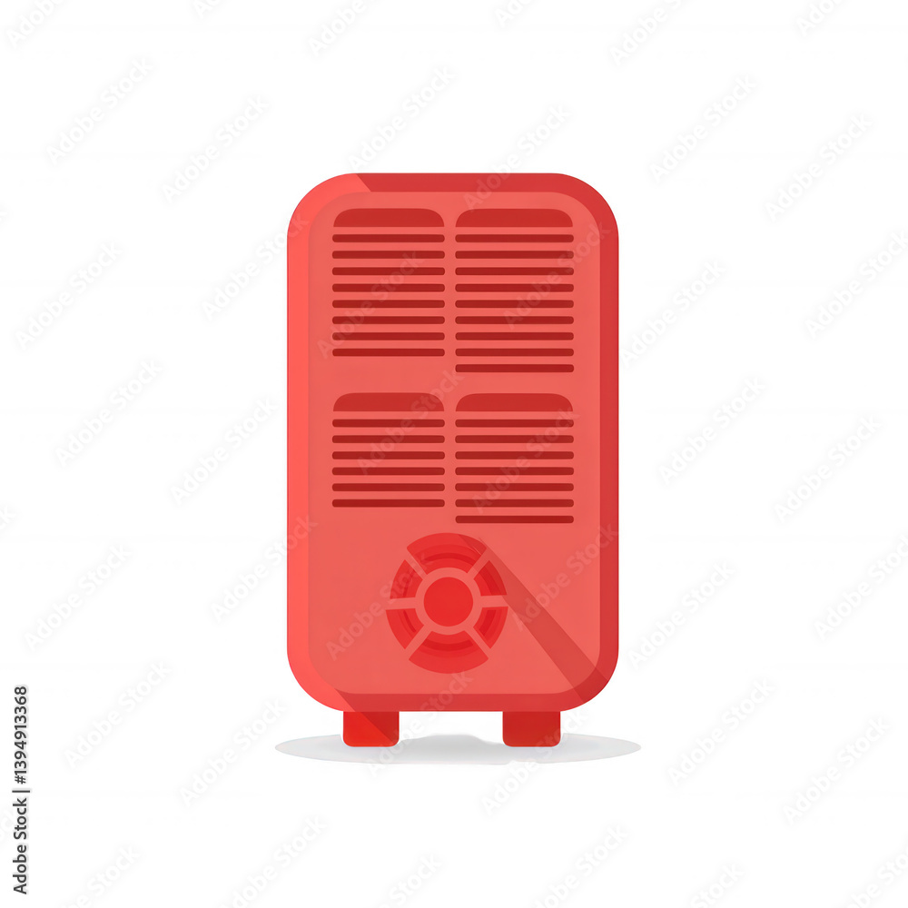 A modern red electric heater with a sleek design, isolated on a white background. Perfect for adding warmth to your home during cold seasons.