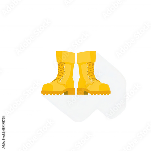 Obraz na płótnie A pair of stylish yellow boots on a white isolated background, perfect for fashion and lifestyle themes. w salonie