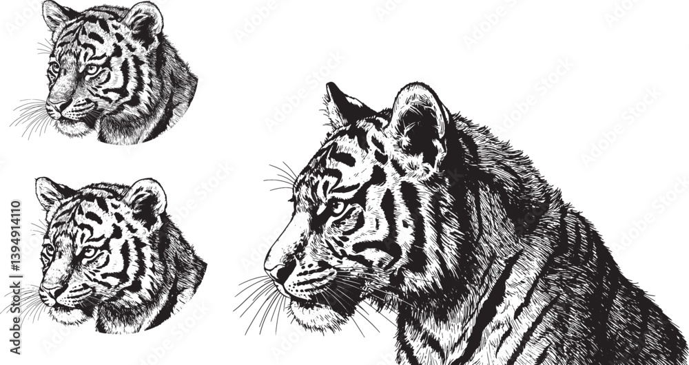 Fototapeta premium Illustration a tiger head silhouette