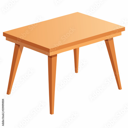 Wooden table with four legs, positioned on a plain white background, showcasing its design and craftsmanship.