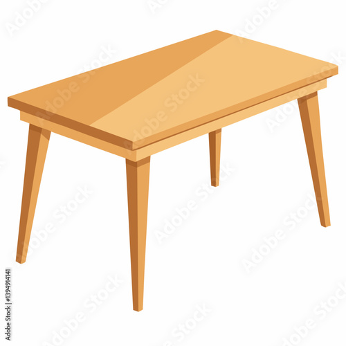 Wooden table with four legs, positioned on a plain white background, showcasing its design and craftsmanship.