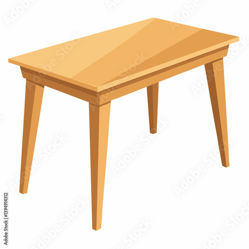 Wooden table with four legs, positioned on a plain white background, showcasing its design and craftsmanship.