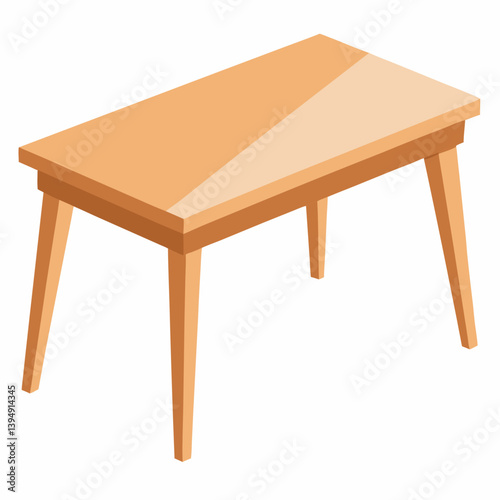 Wooden table with four legs, positioned on a plain white background, showcasing its design and craftsmanship.