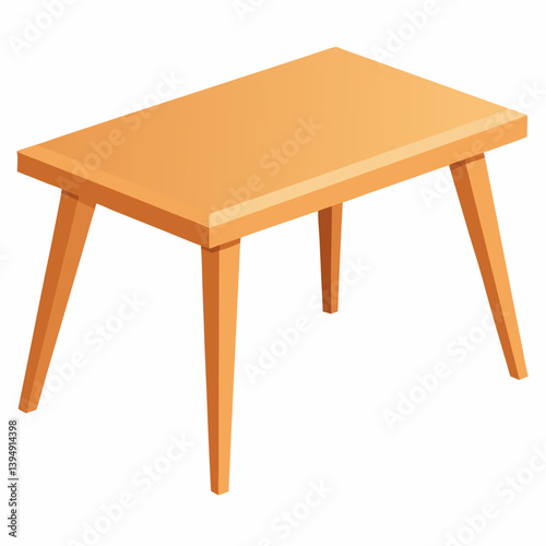 Wooden table with four legs, positioned on a plain white background, showcasing its design and craftsmanship.