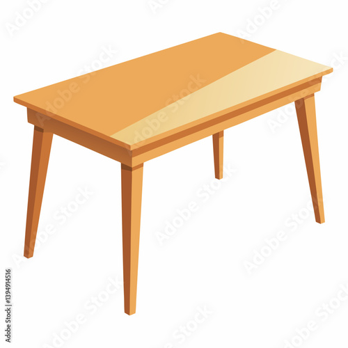 Wooden table with four legs, positioned on a plain white background, showcasing its design and craftsmanship.