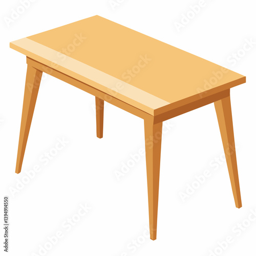 Wooden table with four legs, positioned on a plain white background, showcasing its design and craftsmanship.