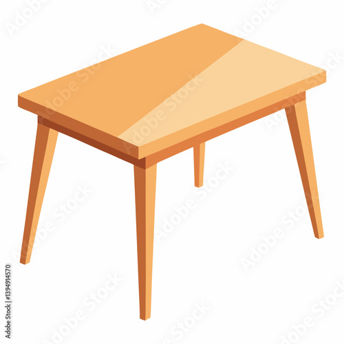 Wooden table with four legs, positioned on a plain white background, showcasing its design and craftsmanship.