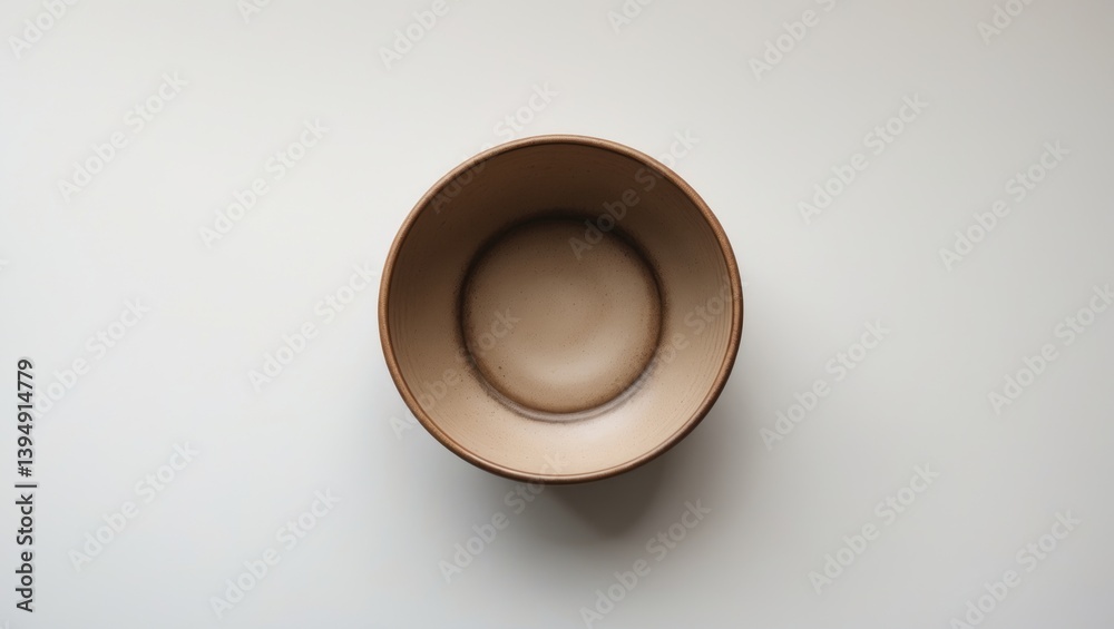 Top-down perspective of a vacant noodle bowl on a white backdrop Top-down perspective of a vacant noodle bowl on a white backdrop