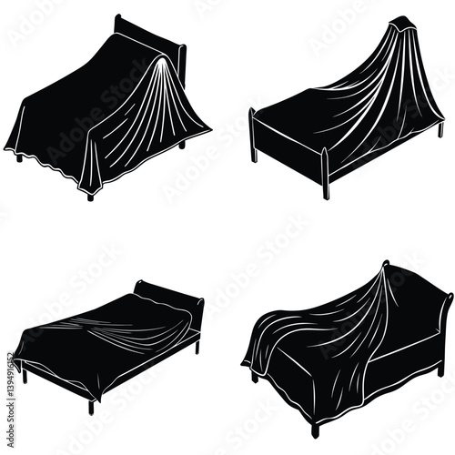 Bed Sheet Vector Silhouetted Bundle Set Collection