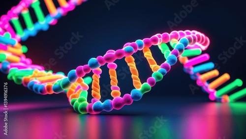 Colorful DNA helix model displayed on a background