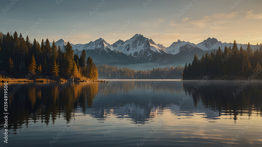 Fototapeta premium sunrise over lake