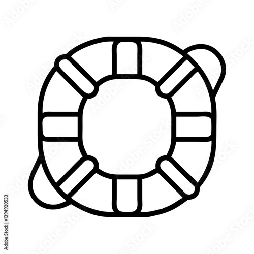 Lifeguard rescue life preserver buoy ring vector outline icon for safety and emergency help at sea 