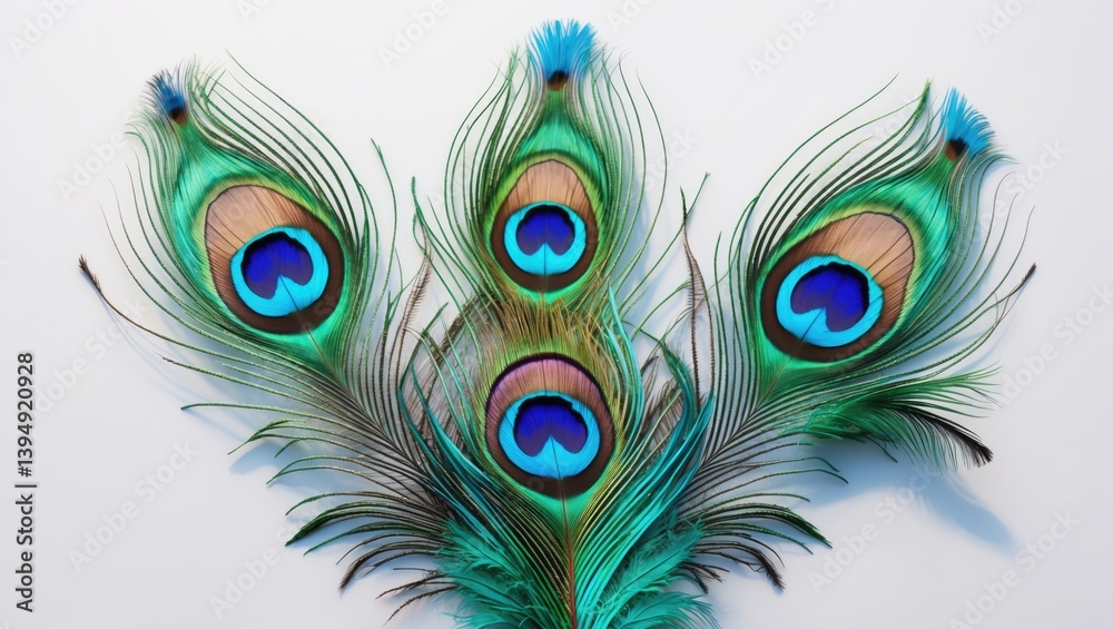 Obraz premium Isolated feather featuring a multicolored pattern on white