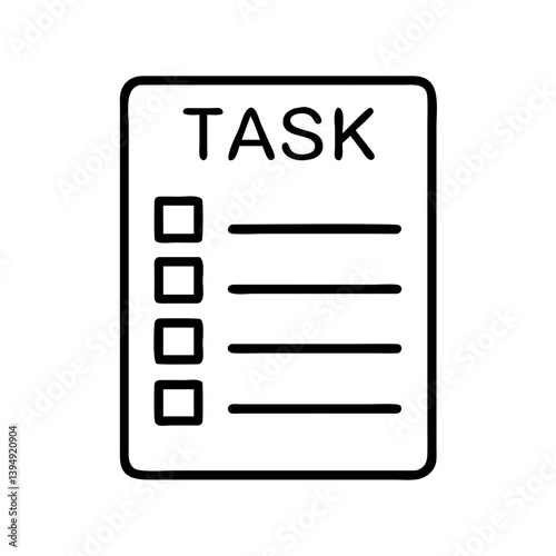 Task list vector icon for project management and personal organizer reminder with check boxes and lines