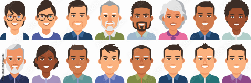 Avatar icon set with diverse ages, ethnicities, and professions Avatar icon set with diverse ages, ethnicities, and professions